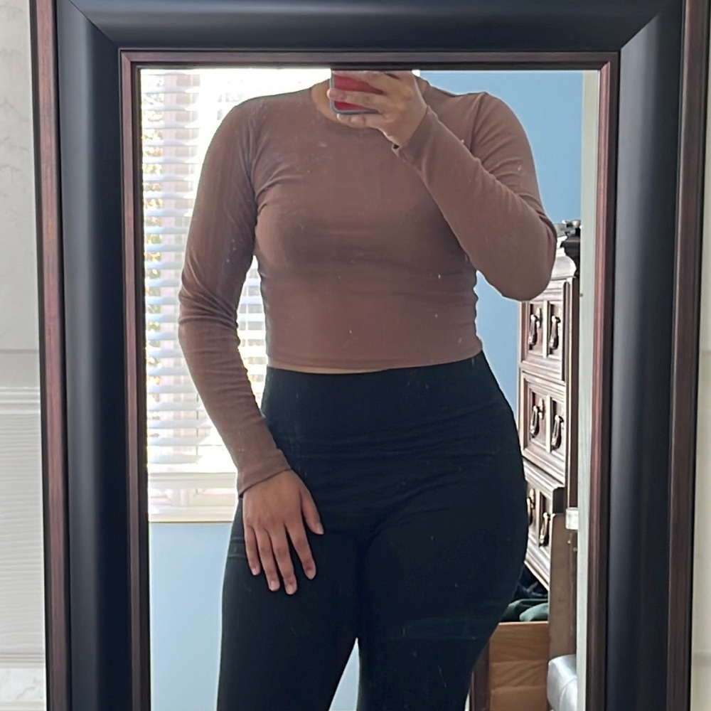 Brown cropped long sleeve. New with tags